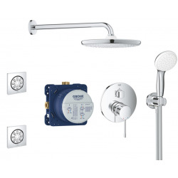 Grohe Essence Concealed shower set with XXL 250 overhead shower, 2-jet hand shower and 2 side showers, Chrome (25219001-Spa)