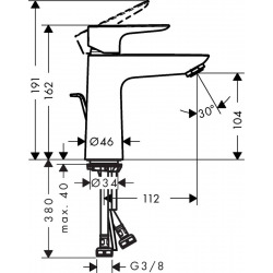 Hansgrohe Talis E Single lever basin mixer 110 CoolStart with pop-up waste, Polished gold-optic (71713990)