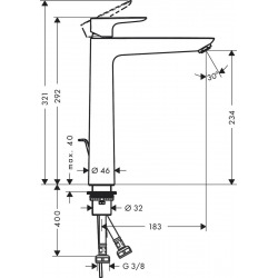 Hansgrohe Talis E Single lever basin mixer 240 without waste, Brushed black chrome (71717340)